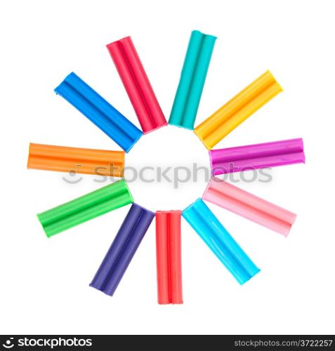 set of colored plasticine isolated on white background