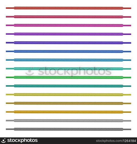Set of Colored Shoelace Isolated on White Background.. Set of Colored Shoelace Isolated on White Background