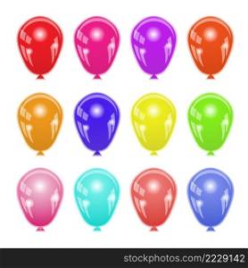 Set of Colorful Balloons Isolated on White Background.. Colorful Balloons