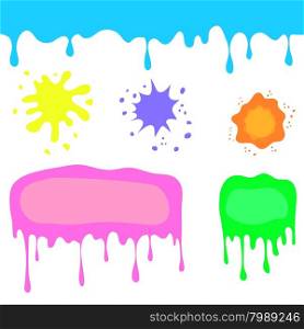 Set of Colorful Blots Isolated on White Background. Colorful Watercolor Stains and Splashes. Colored Splatters Collection. Set of Colorful Blots