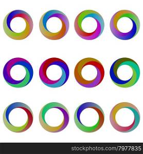 Set of Colorful Circle Icons Isolated on White Background. Set of Colorful Circle Icons