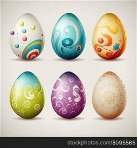 Set of colorful Easter eggs. Modern creative design. AI. Set of colorful Easter eggs on white background. AI