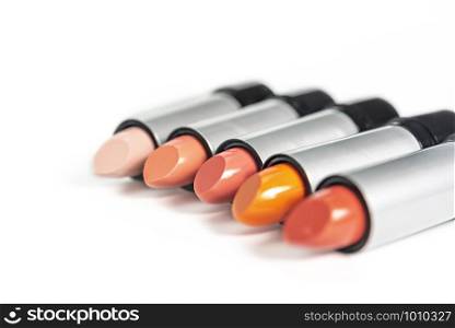 Set of colorful lipsticks on white background. Set of colorful lipsticks