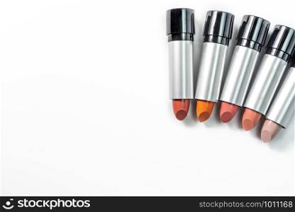 Set of colorful lipsticks on white background. Set of colorful lipsticks