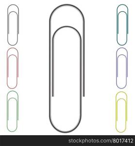 Set of Colorful Paper Clips Isolated on White Background. Set of Colorful Paper Clips