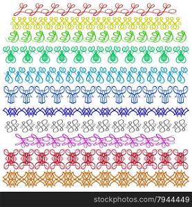 Set of Colorful Sewing Stitch Isolated on White Background. Set of Colorful sewing stitch on a white background