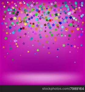 Set of Colorful Stars on Soft Pink Background. Starry Pattern. Set of Colorful Stars on Soft Pink Background