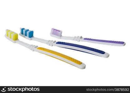 Set of colorful Toothbrushes isolated on white