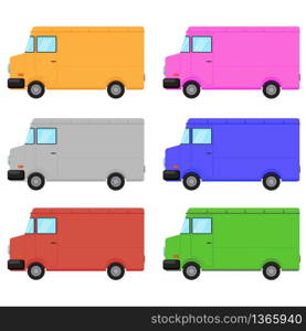 Set of Colorful Truck Isolated on White Background.. Set of Colorful Truck Isolated on White Background