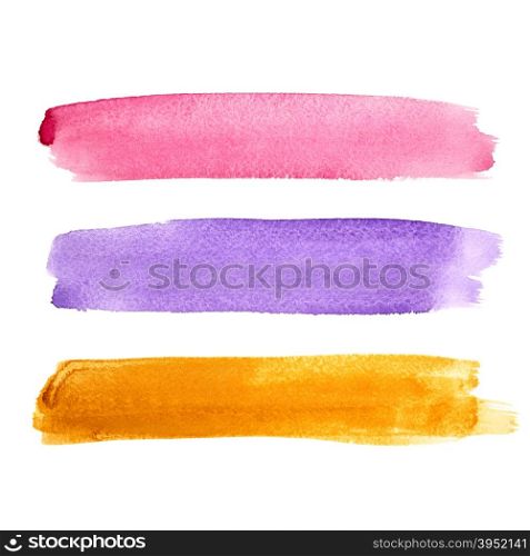 Set of colorful watercolor brush strokes
