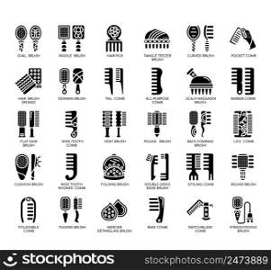 Set of Combs & Hairbrushesthin line icons for any web and app project.