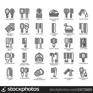Set of Combs & Hairbrushesthin line icons for any web and app project.