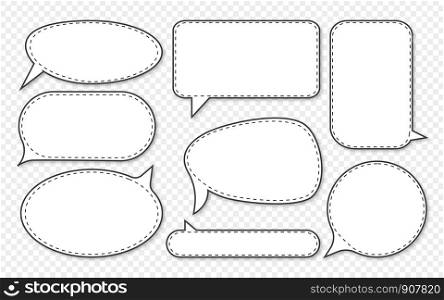 set of comic speech bubbles with shadow, vector. set of comic speech bubbles with shadow