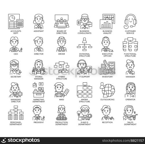 Set of Company Structure thin line icons for any web and app project.