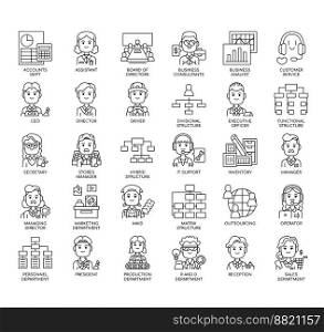 Set of Company Structure thin line icons for any web and app project.