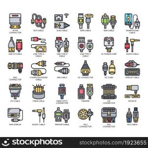 Set of Connector Types thin line icons for any web and app project.
