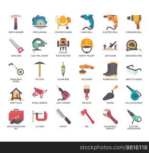 Set of Construction Tool 1 thin line icons for any web and app project.