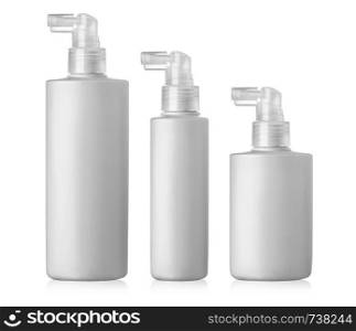 Set of cosmetic plastic bottle isolated on white background