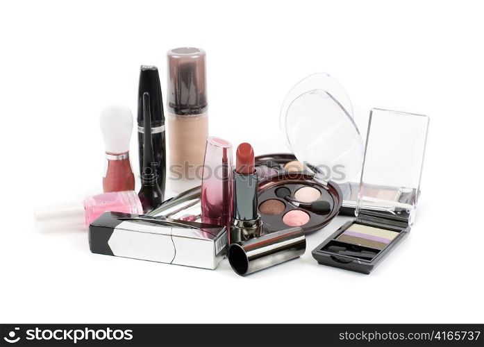 Set of cosmetics isolated on a white background