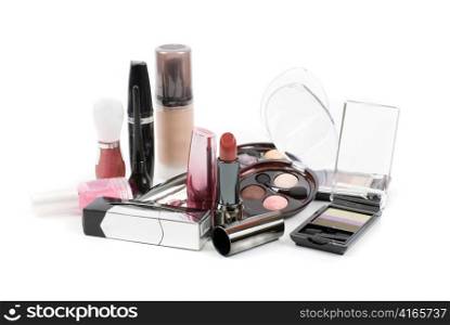 Set of cosmetics isolated on a white background
