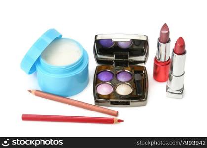 set of cosmetics isolated on a white background
