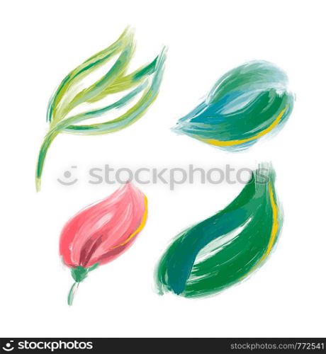 Set of cute spring watercolor hand drawn flower. Art isolated object illustrations for wedding bouquet. Isolated on white background.. Set of cute spring watercolor hand drawn flower. Art isolated object illustrations for wedding bouquet. Isolated on white background