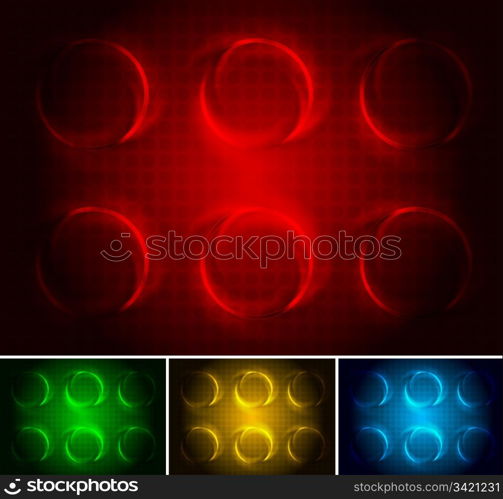 Set of dark abstract backgrounds with circles