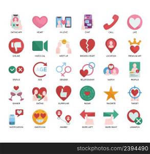 Set of Dating App thin line icons for any web and app project.