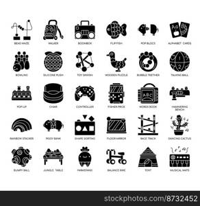 Set of Developmental Toys thin line icons for any web and app project.