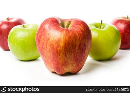 set of different apples isolated on white