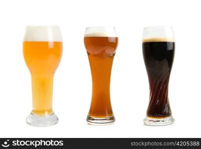 Set of different Beer Glasses isolated on a white background