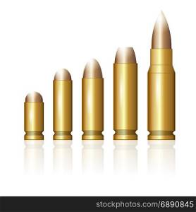 Set of Different Bullets Isolated on White Background. Set of Different Bullets