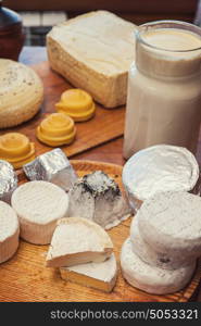 Set of different cheese. Set of different cheese: camembert, croton, mozzarella, smoked mozzarella and other