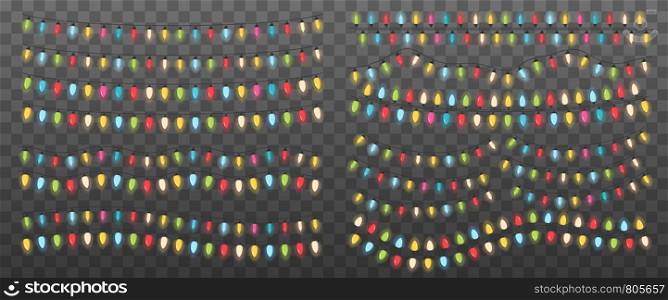 Set of different Christmas lights, vector eps10 illustration. Christmas Lights