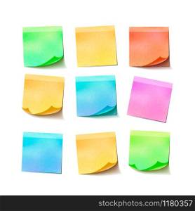 Set of different colorful sticky notes isolated on white background. Set of different colorful sticky notes on white background