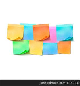 Set of different colorful sticky notes on white background. Set of different colorful sticky notes on white