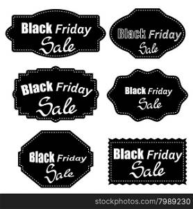 Set of Different Dark Stickers Isolated on White Background. Black Fridays Labels.. Set of Different Dark Stickers