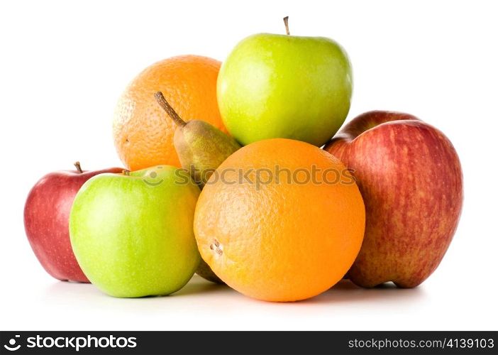 set of different fruits isolated on white