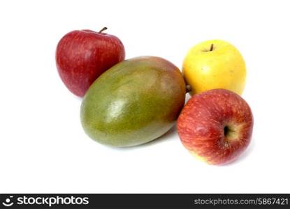 Set of different fruits isolated on white