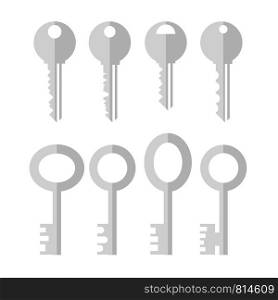 Set of Different Grey Key Icon Isolated on White Background.. Set of Different Grey Key Icon Isolated on White Background