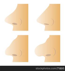 Set of Different Human Nose Isolated on White Background. Set of Different Human Nose