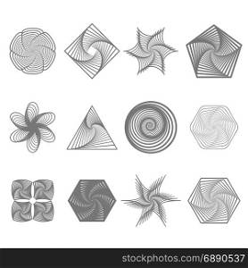 Set of Different Icons Isolated on White Background. Geometric Ornaments. Guilloche Rosettes Isolated. Ornamental Round Decor. Set of Different Geometric Ornaments