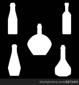 Set of different silhouettes bottles isolated on white background. illustration.. Set of different silhouettes bottles isolated on white background.