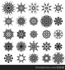 Set of Different Tribal Rosettes Tattoo Design Isolated on White Background. Polynesian Design. Set of Different Tribal Rosettes