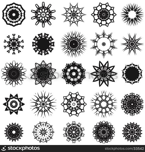 Set of Different Tribal Rosettes Tattoo Design Isolated on White Background. Polynesian Design. Set of Different Tribal Rosettes