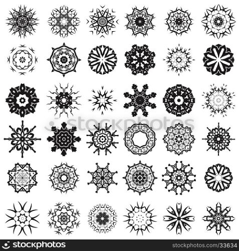 Set of Different Tribal Rosettes Tattoo Design Isolated on White Background. Polynesian Design. Set of Different Tribal Rosettes Tattoo Design