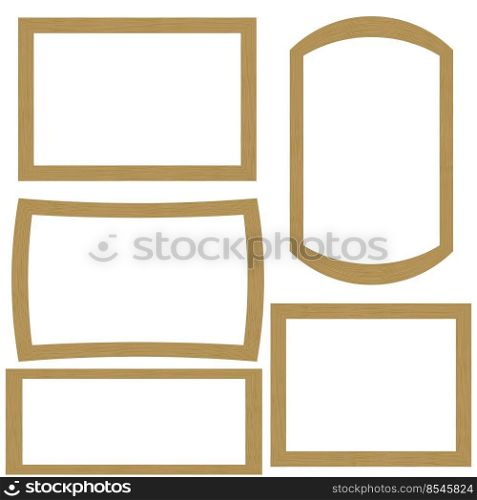 Set of Different Wooden Frames Isolated on White Background.. Set of Different Wooden Frames Isolated on White Background