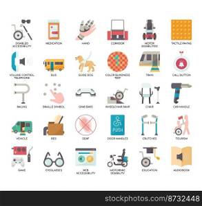 Set of Disabled Accessibility thin line icons for any web and app project.