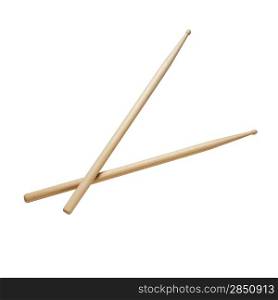 Set of drumsticks on white