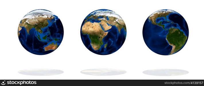 Set of earth isolated on white background